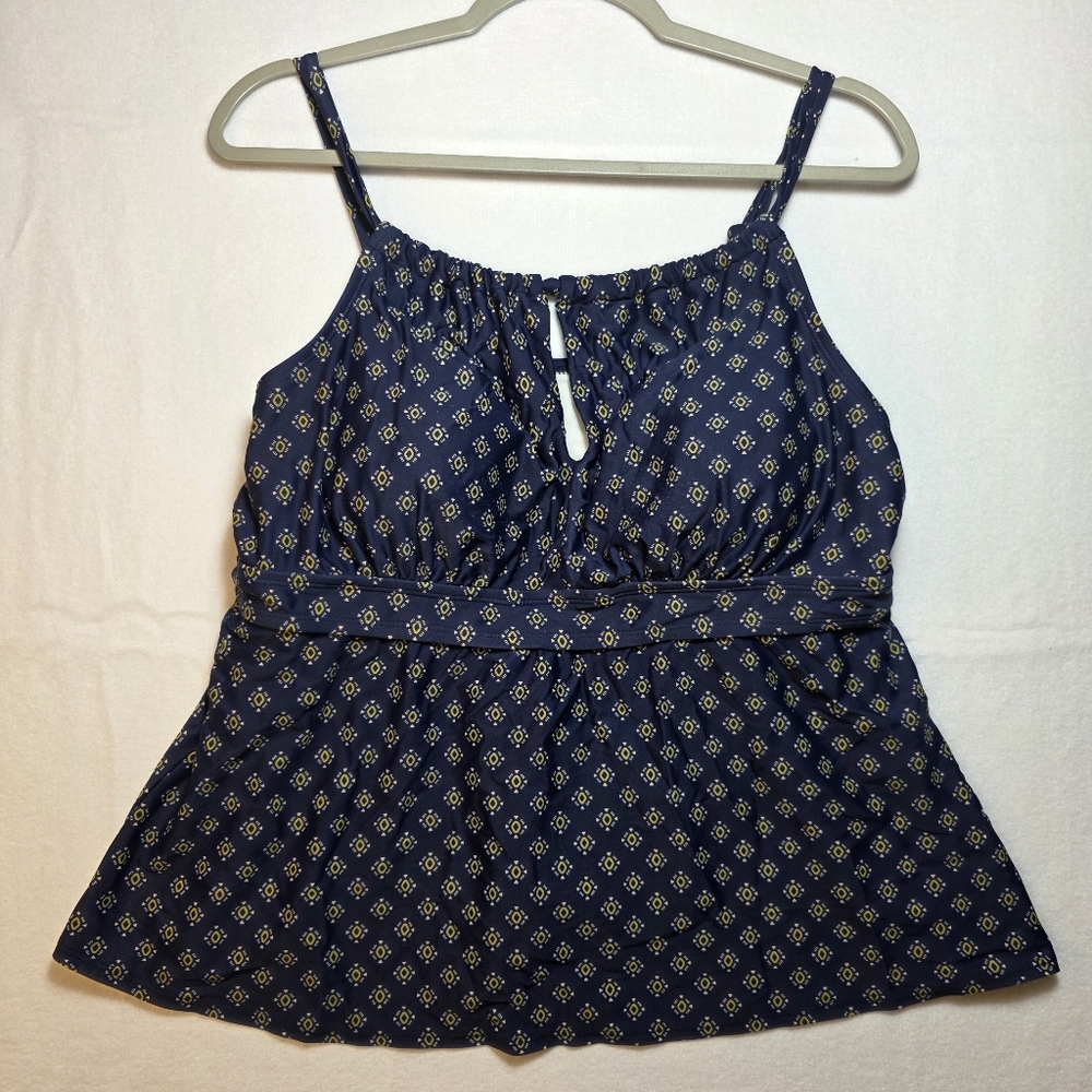 Kona Sol Blue Camisole with Smocked‎ Tie Front  Size: 1X